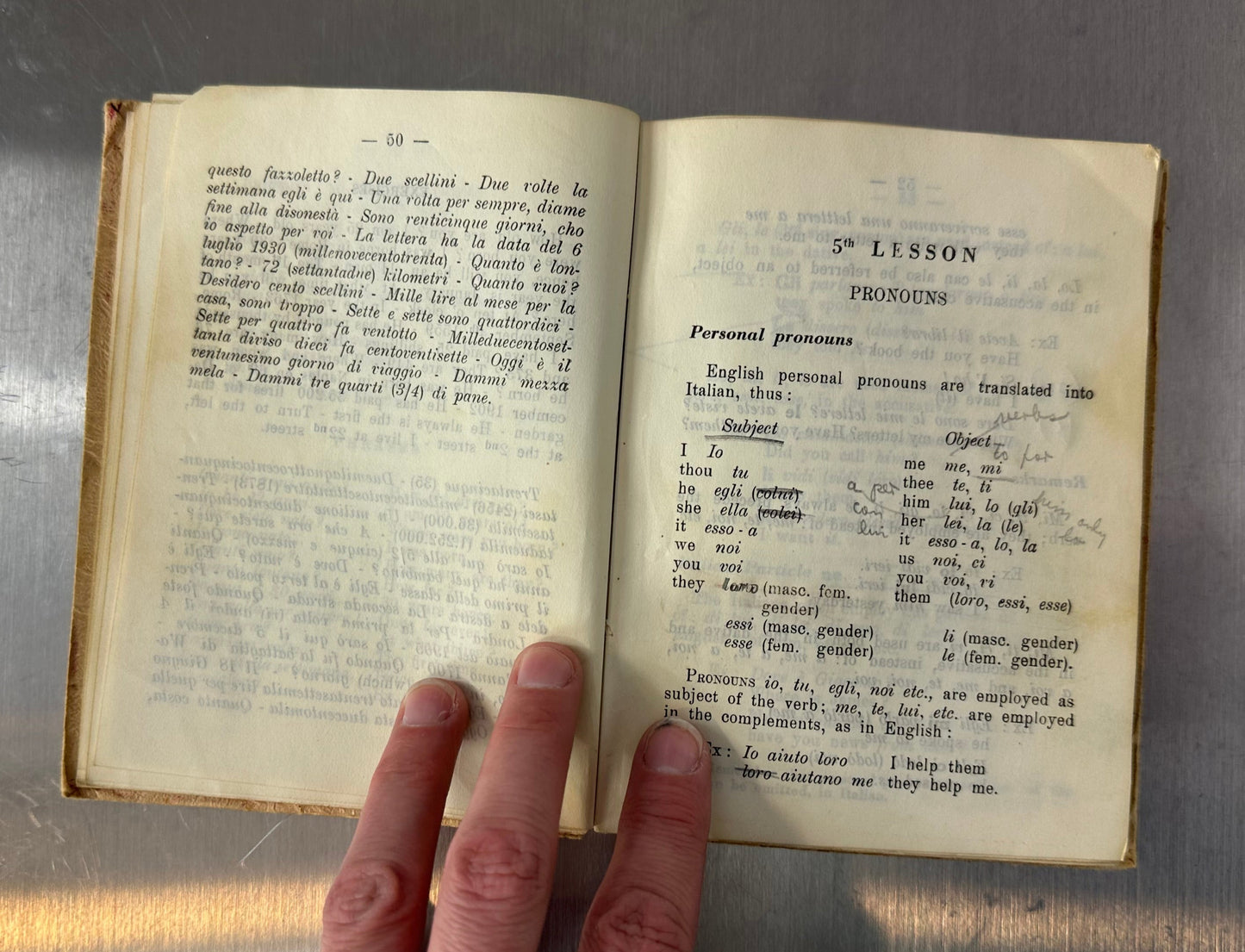 1944 Italian Grammar Antony Edge Language Book Vintage Reprinting