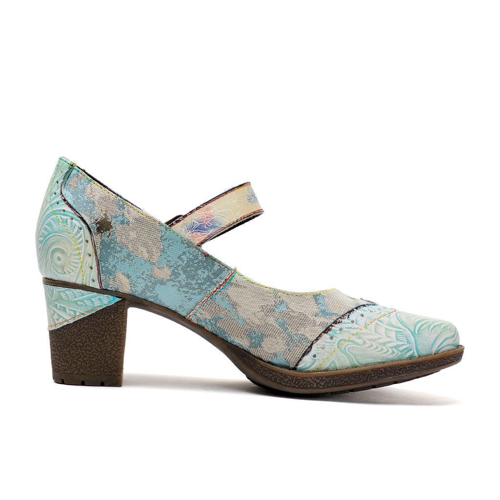 Women's Handmade Light Blue Mary Jane Heels