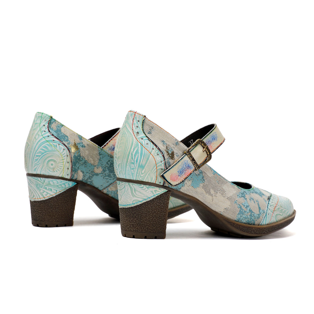 Women's Handmade Light Blue Mary Jane Heels