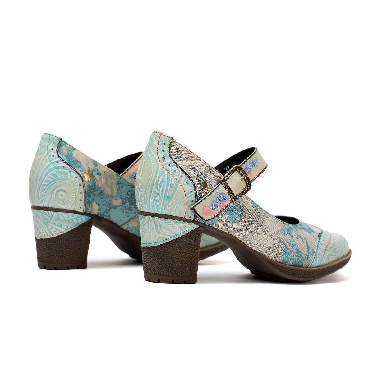 Women's Handmade Light Blue Mary Jane Heels