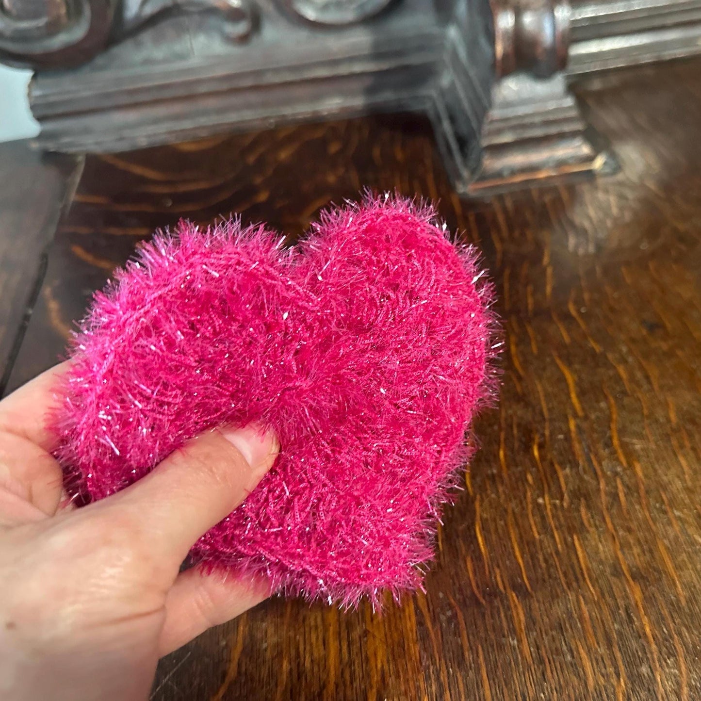Pink Heart Dish Scrubbie