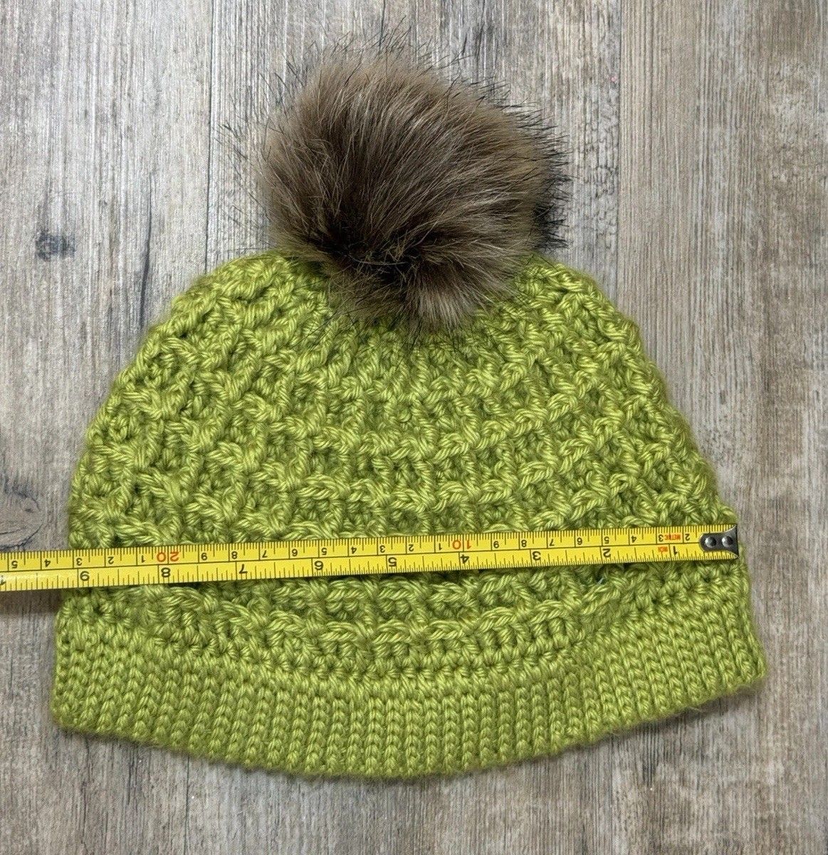 Handmade Green Crochet Pom-Pom Beanie