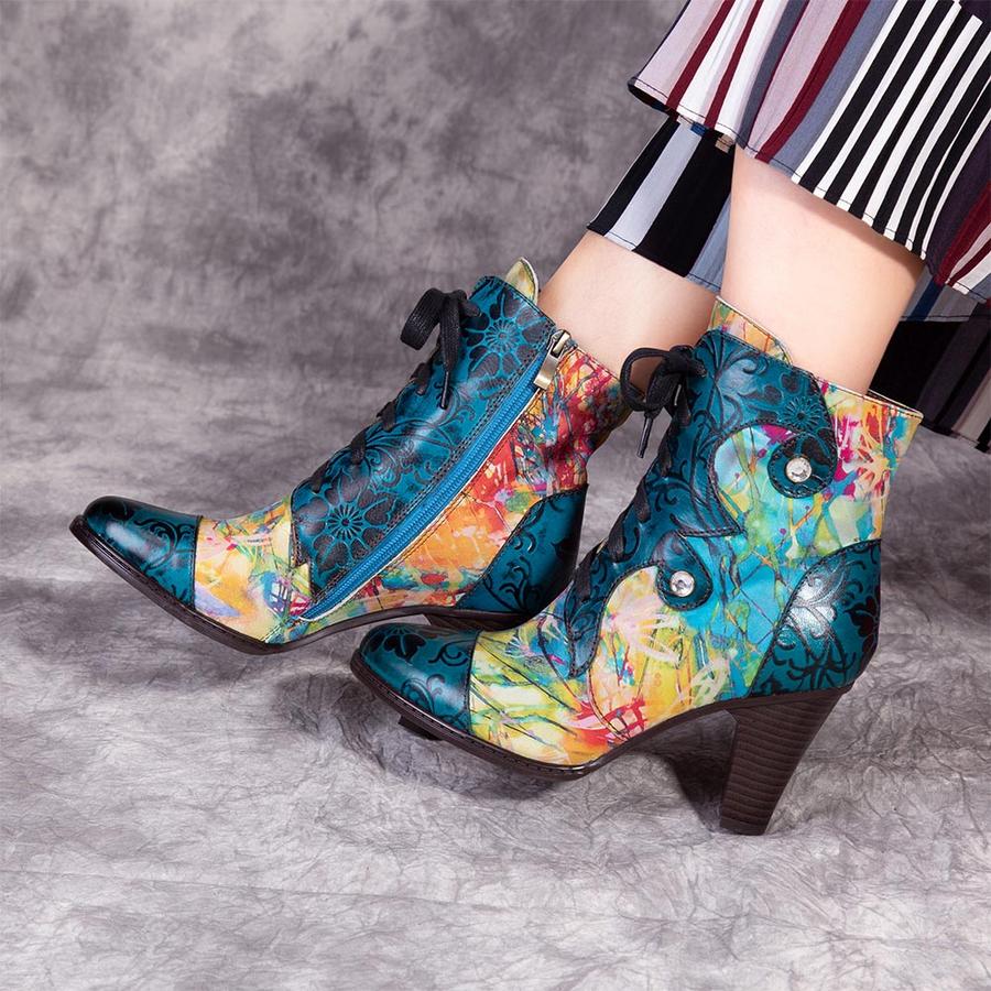 Women's Retro Hand-Painted Leather Boots