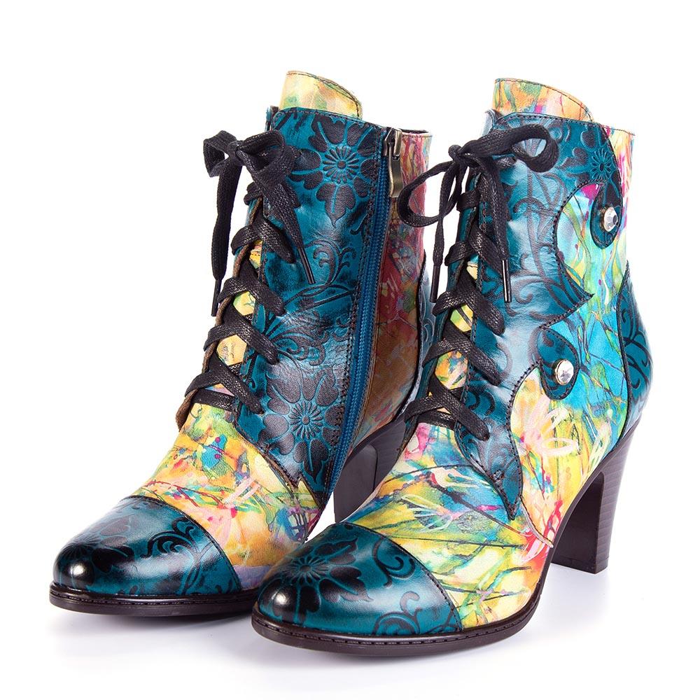 Women's Retro Hand-Painted Leather Boots
