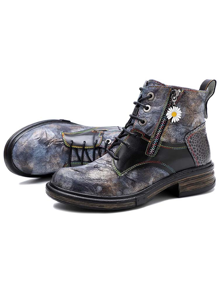 Women's Hand-Painted 90s Y2K Lace-Up Ankle Boots