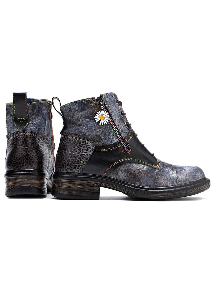 Women's Hand-Painted 90s Y2K Lace-Up Ankle Boots