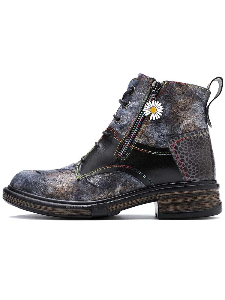 Women's Hand-Painted 90s Y2K Lace-Up Ankle Boots