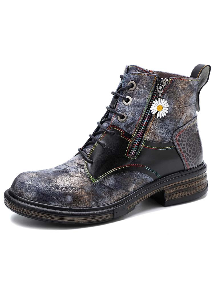 Women's Hand-Painted 90s Y2K Lace-Up Ankle Boots