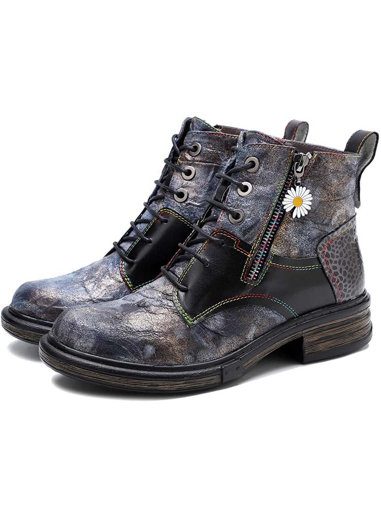 Women's Hand-Painted 90s Y2K Lace-Up Ankle Boots