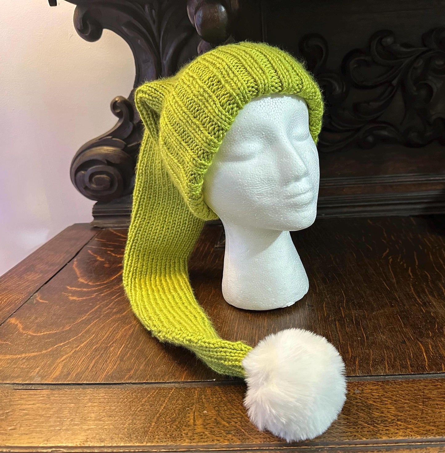 Cozy Long Green Stocking Cap
