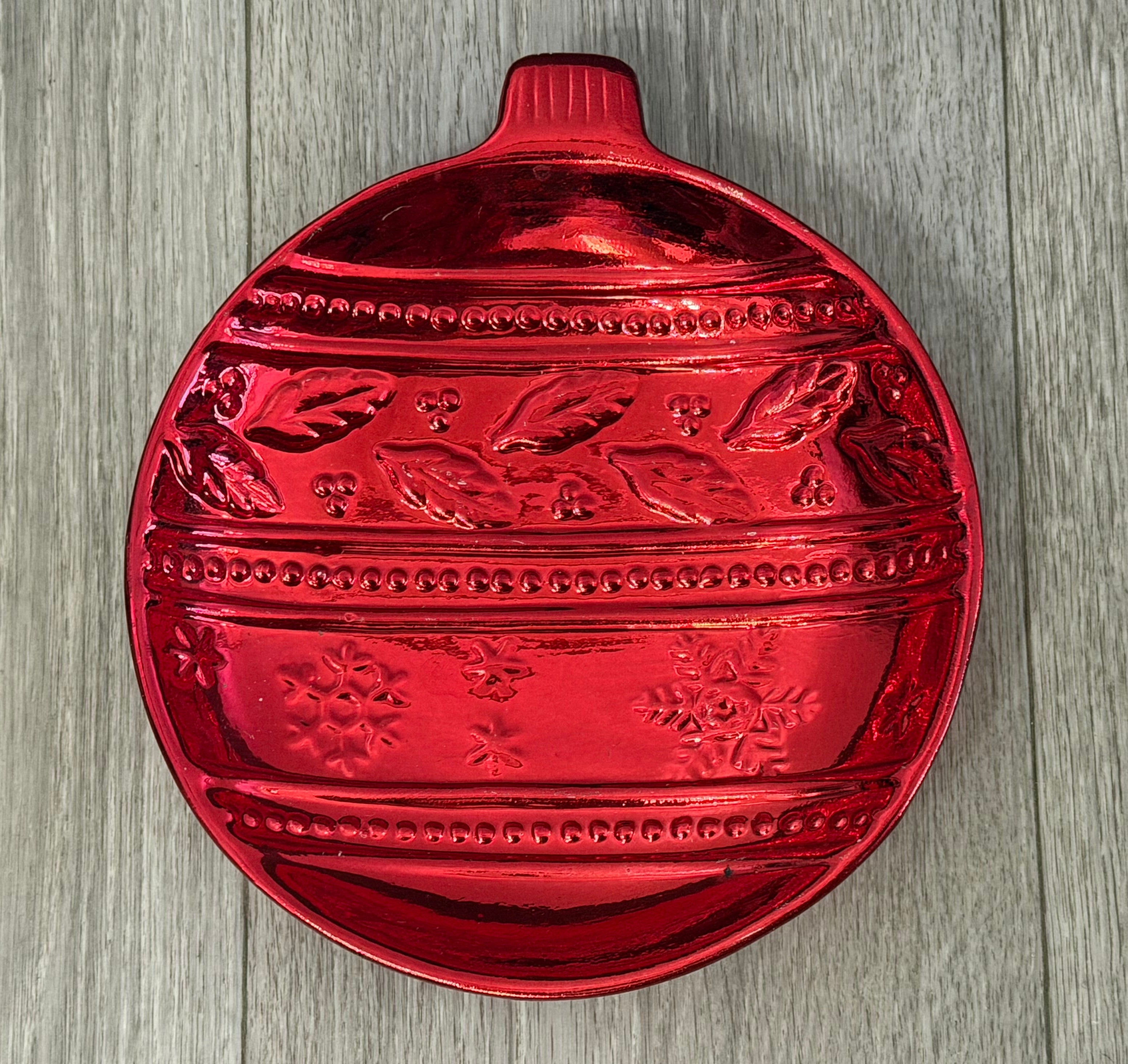 Vintage K's Collection Red Christmas Ball Candy Dish