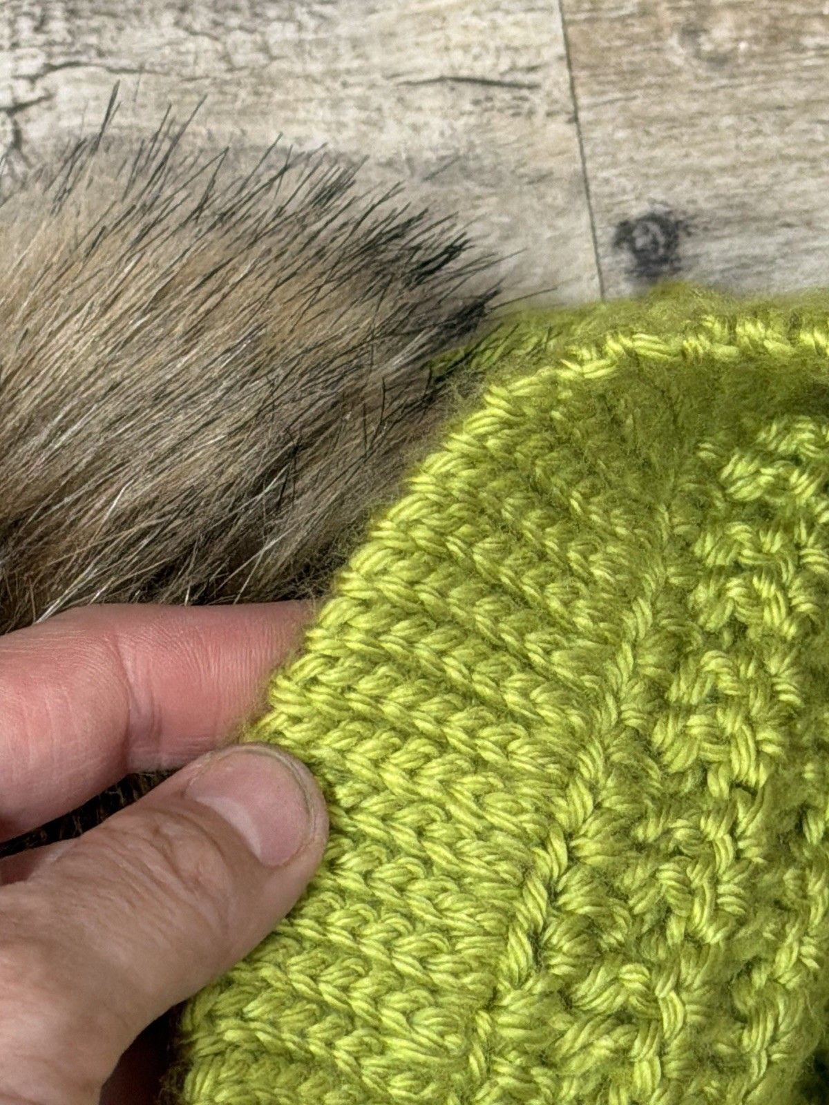 Handmade Green Crochet Pom-Pom Beanie