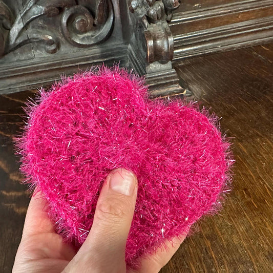 Pink Heart Dish Scrubbie