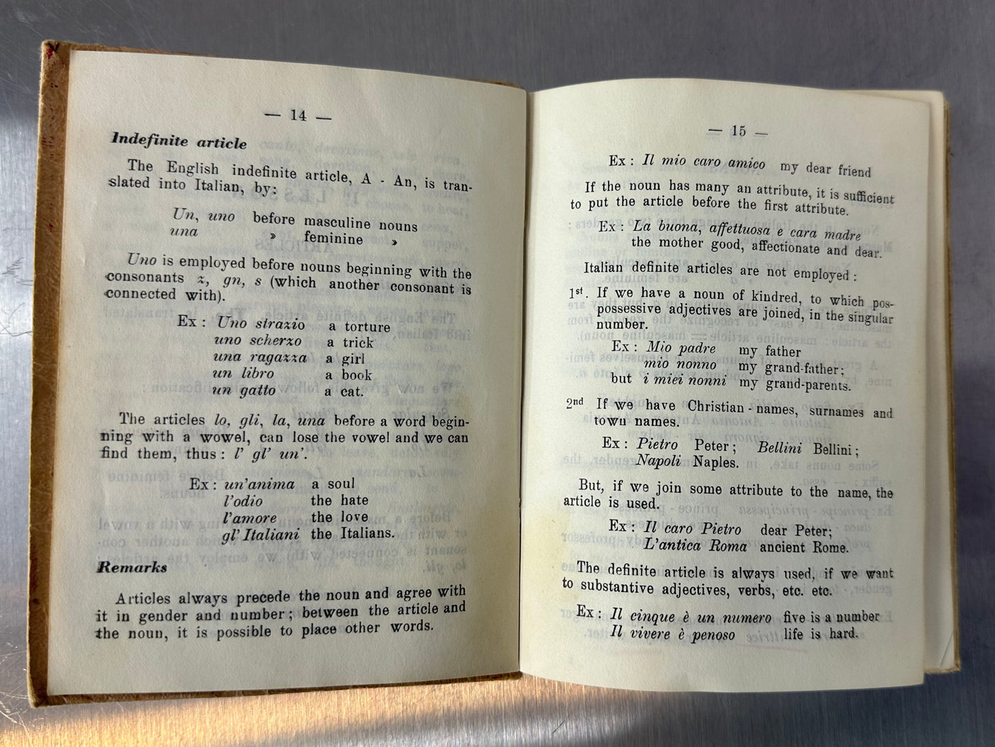 1944 Italian Grammar Antony Edge Language Book Vintage Reprinting