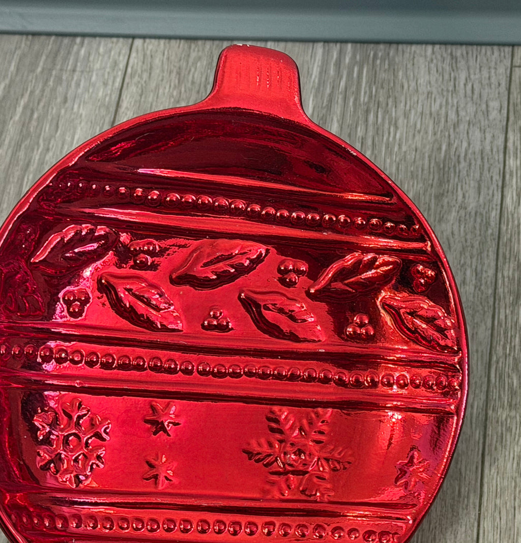 Vintage K's Collection Red Christmas Ball Candy Dish