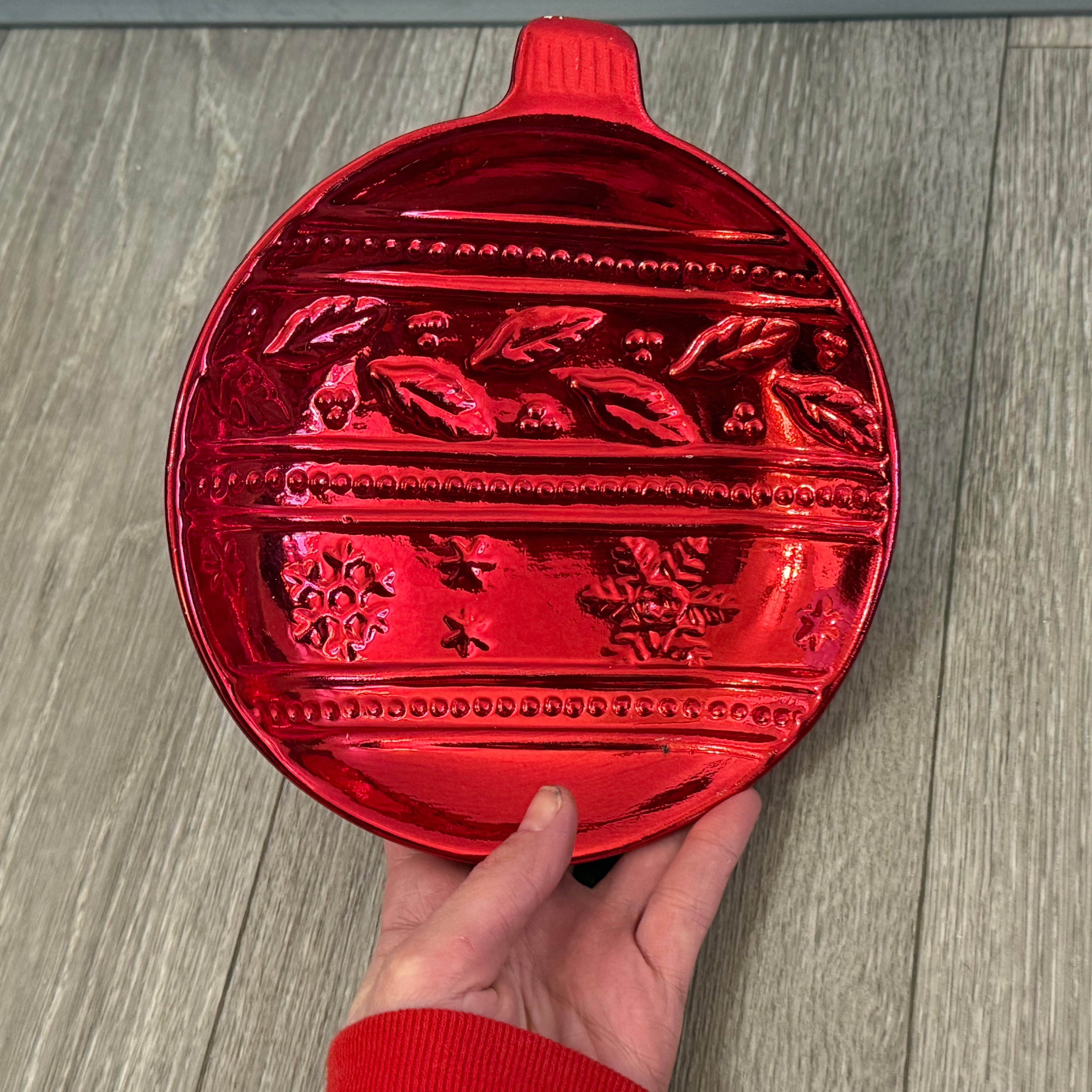 Vintage K's Collection Red Christmas Ball Candy Dish