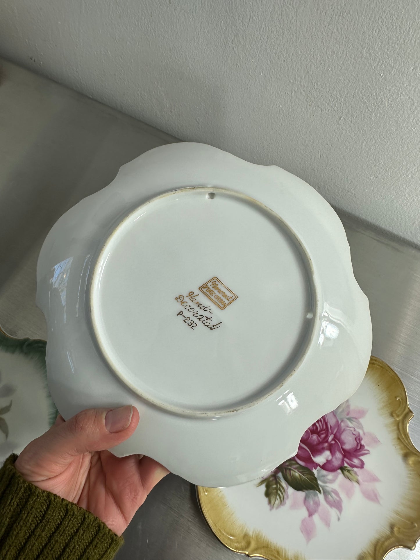 Set Of 5 Vtg Japan Norcrest Fine China Gilded Rose Scalloped Decorative Plate 8"