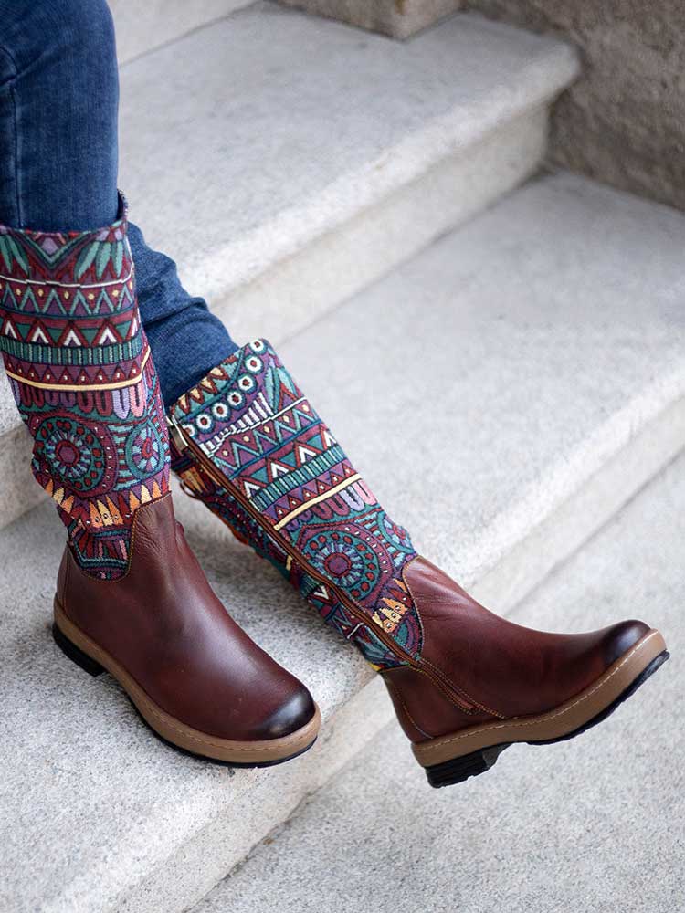Women's Bohemian Leather High-Tube Boots
