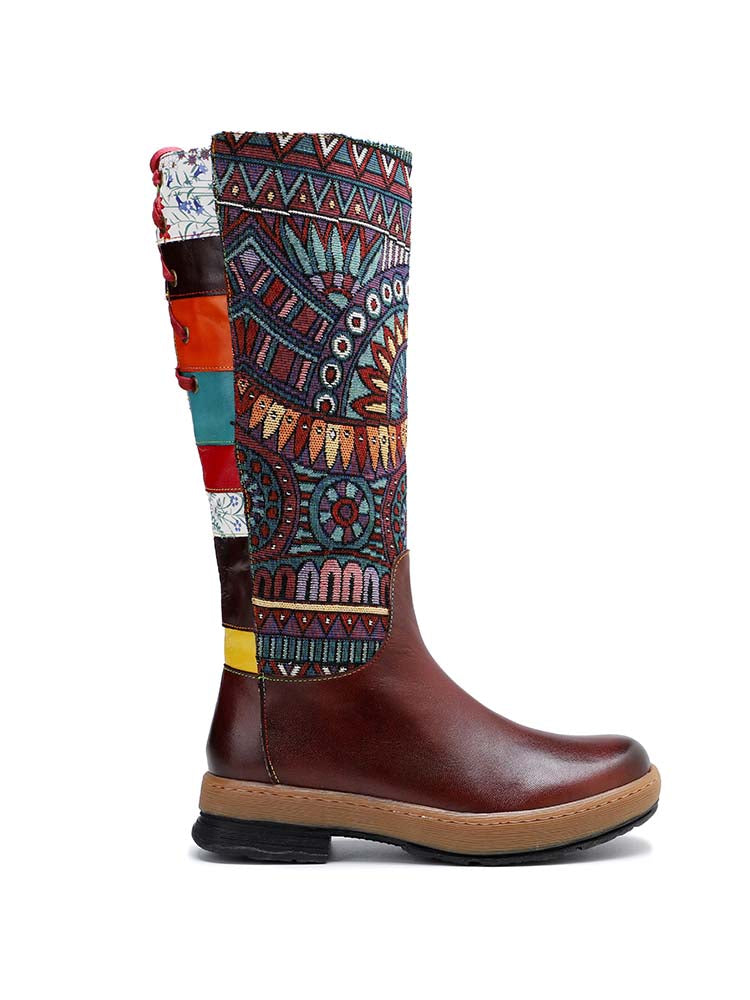 Women's Bohemian Leather High-Tube Boots