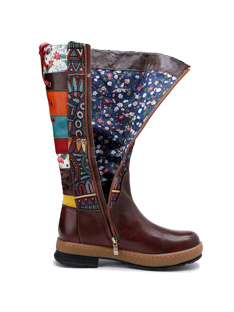 Women's Bohemian Leather High-Tube Boots