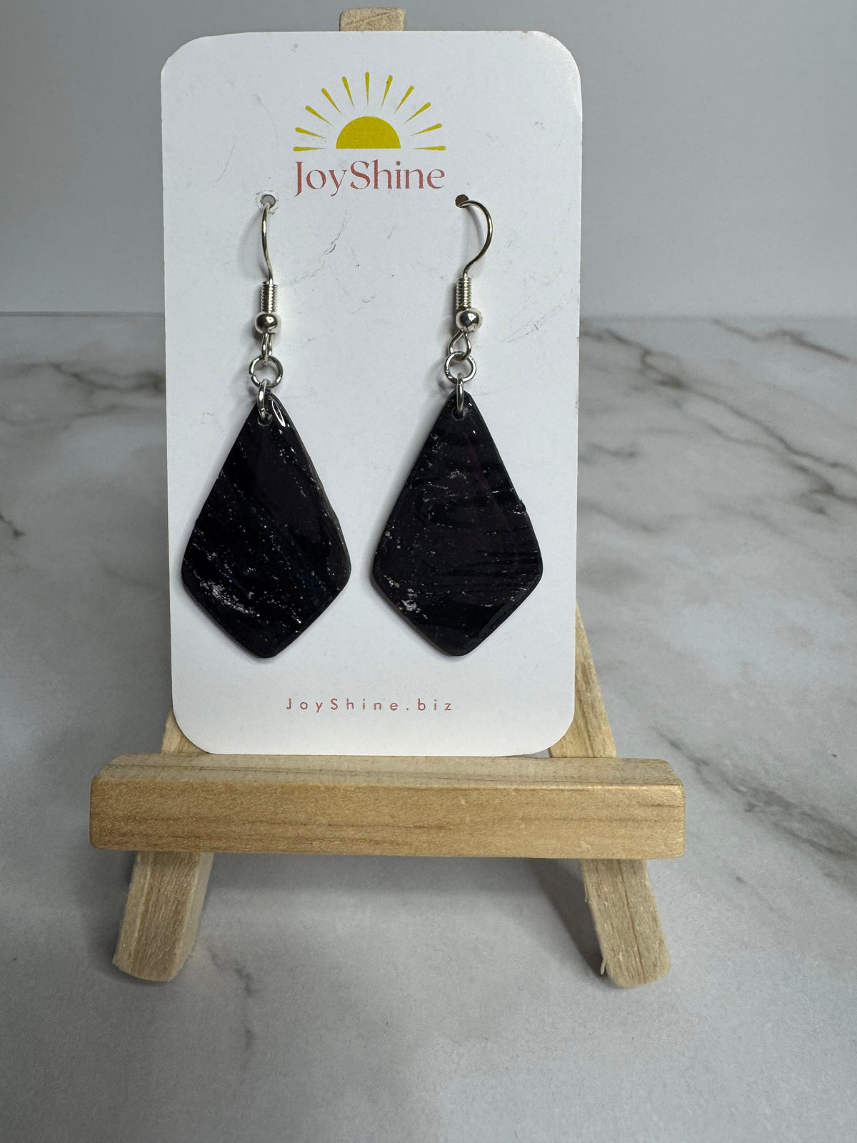 Women's Black Shimmer Earrings — Handmade Polymer Clay