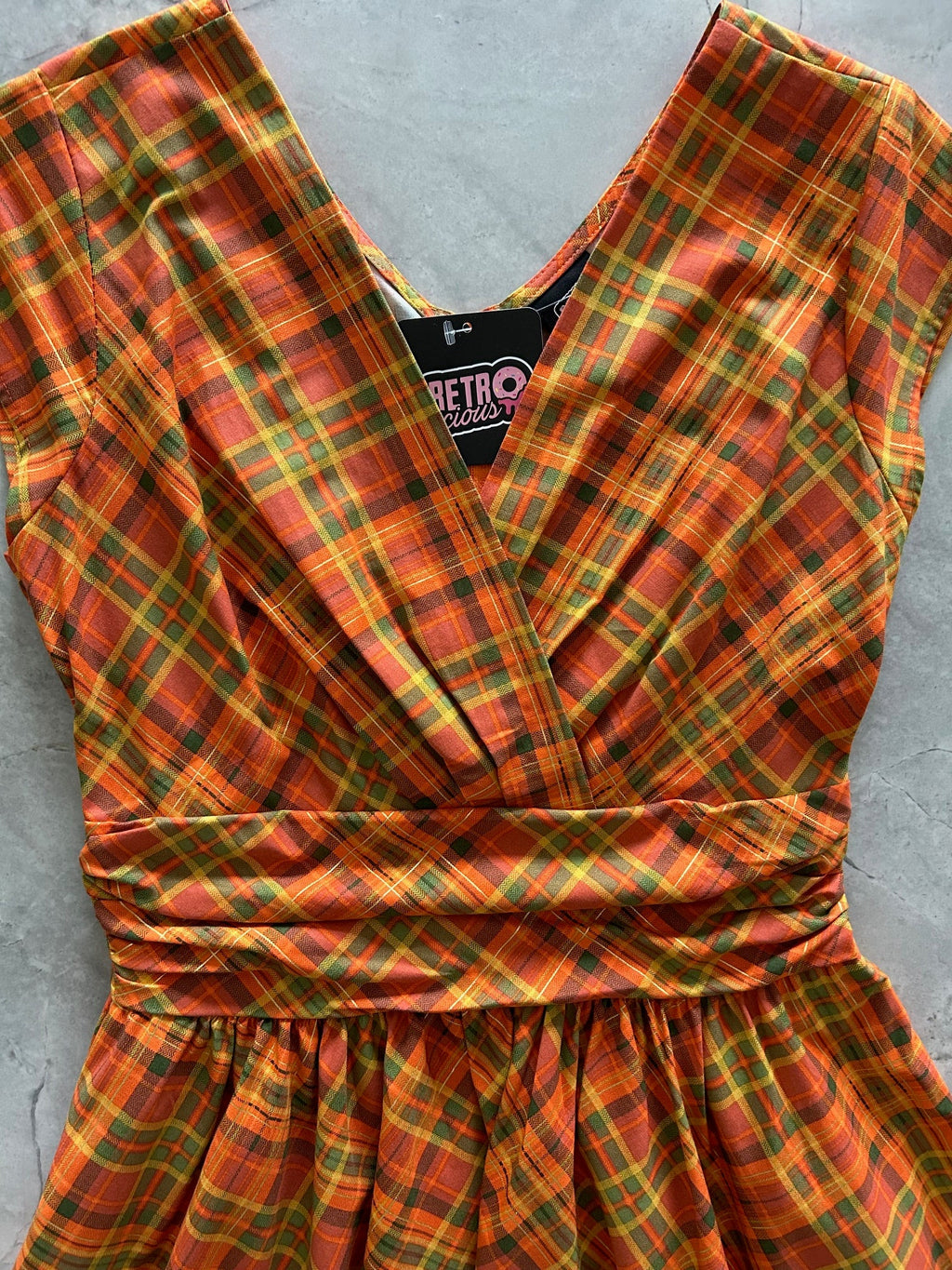 Women's Orange Plaid 1950s Greta Swing Dress