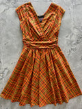 Women's Orange Plaid 1950s Greta Swing Dress