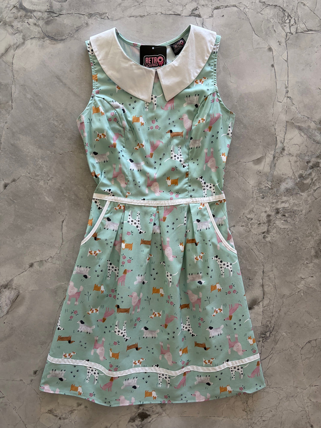 Retro Dogs Collared Dress
