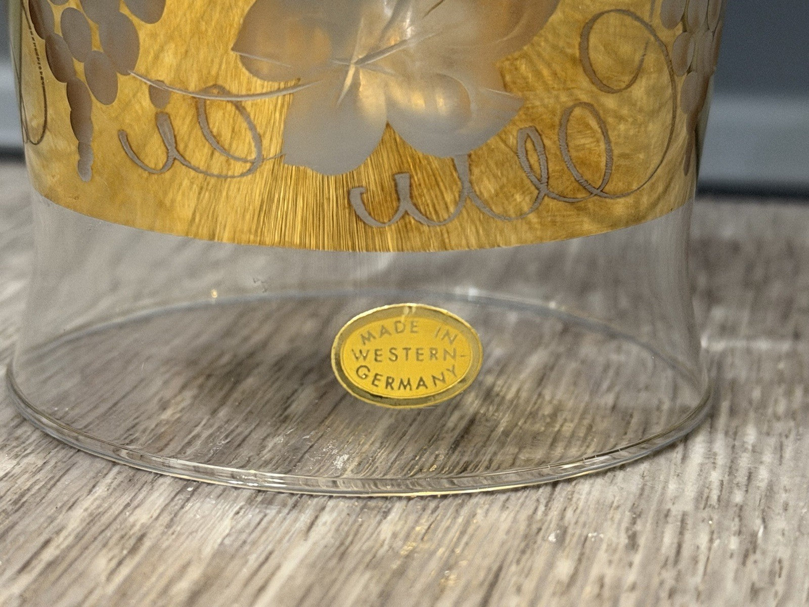 Vintage Goebel Western Germany Etched Crystal Glass Bell Ceramic Boy Handle