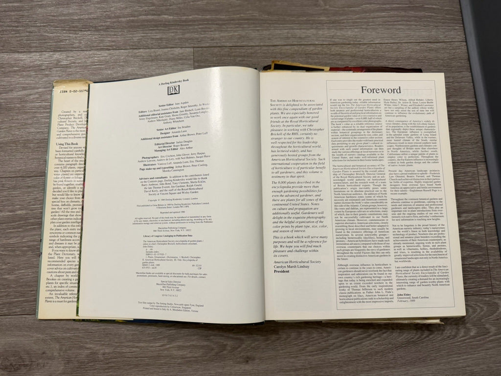 American Horticultural Society Encyclopedia 1989 Hardcover Dust Jacket Vintage