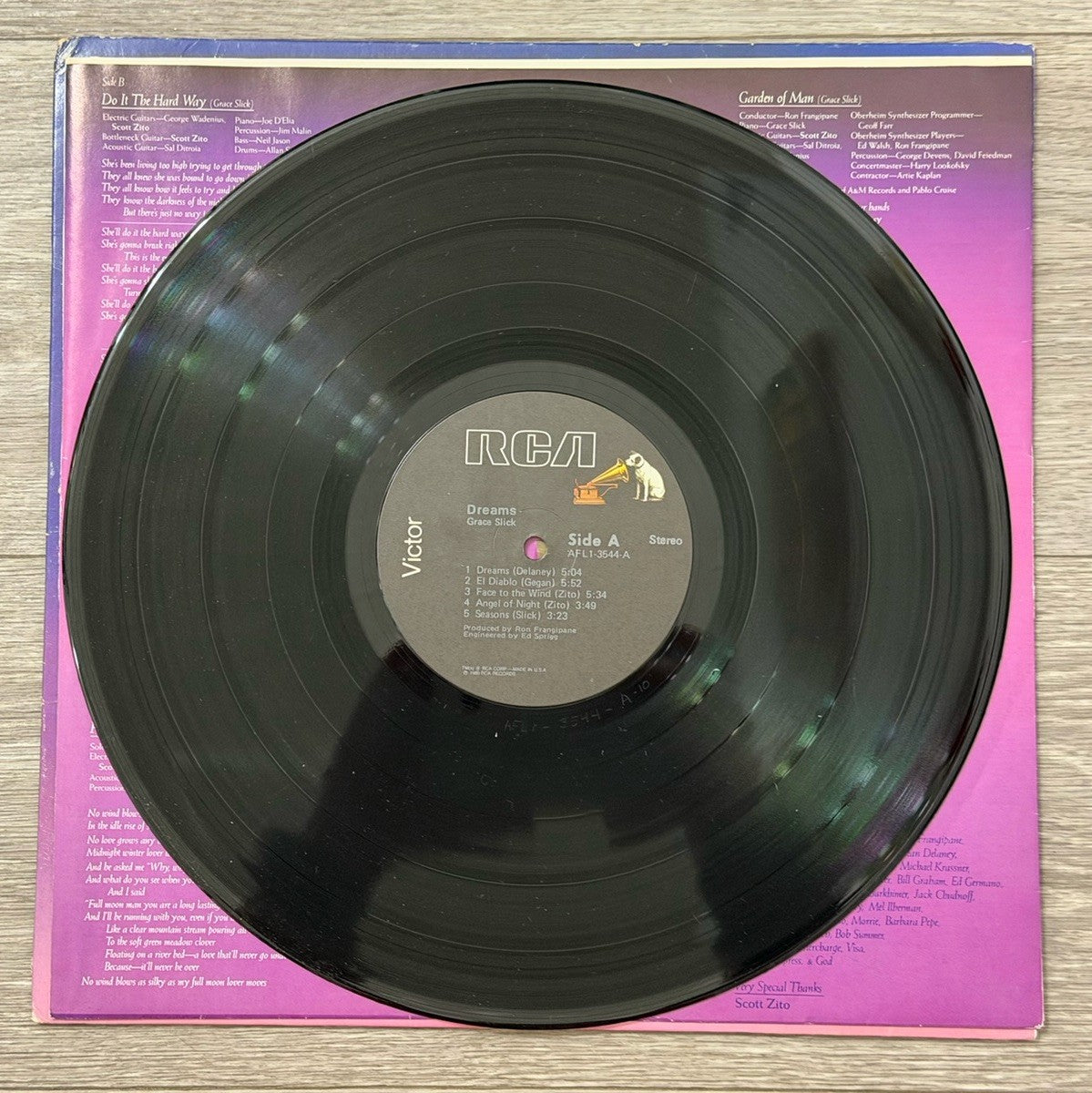 Grace Slick LP “Dreams” 1980 RCA AFL13544 VG+/EXC