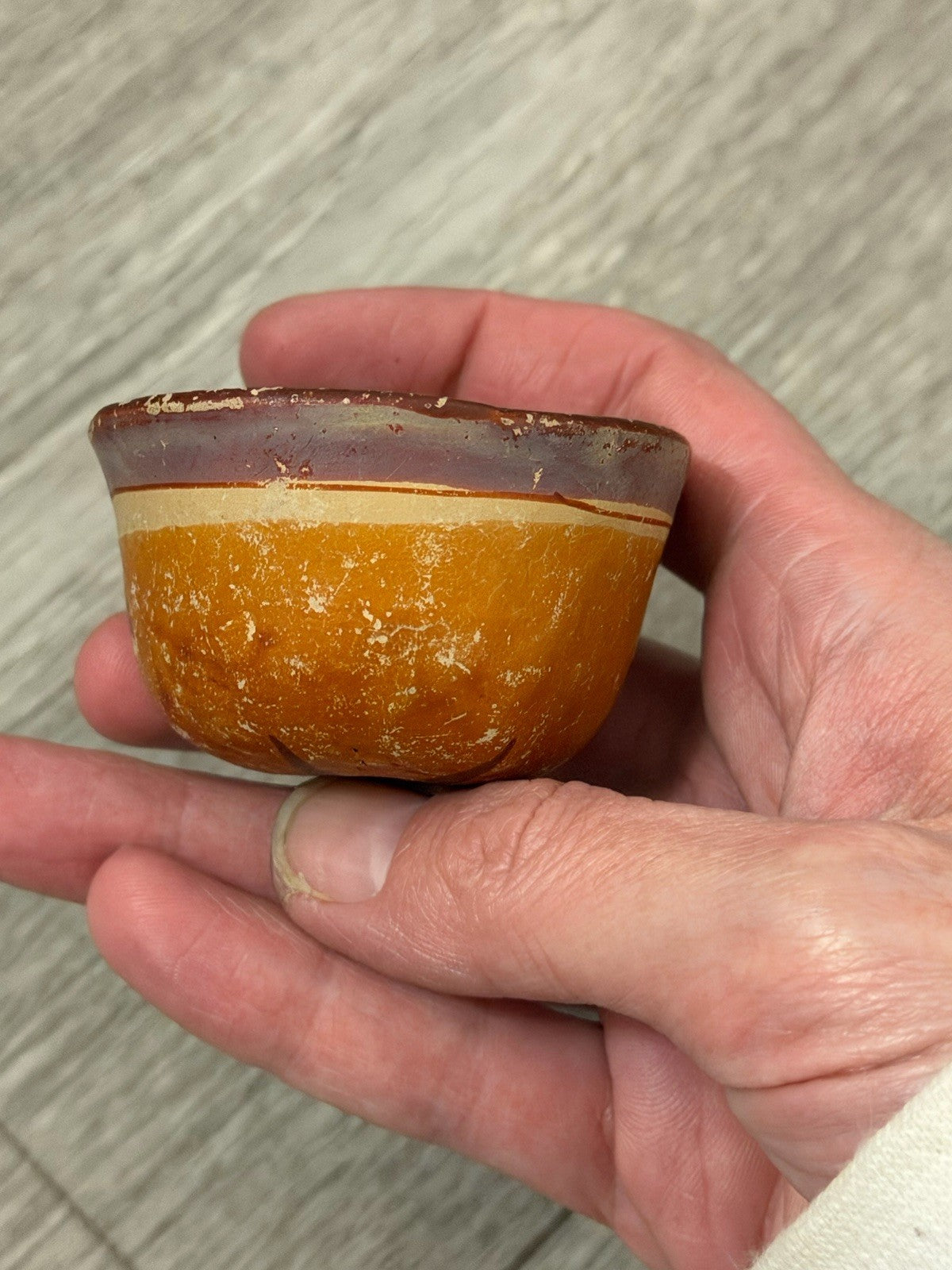 Vintage Mexican Cup Handmade Pottery Small Size 1.25” Tall X 2.25” Diameter
