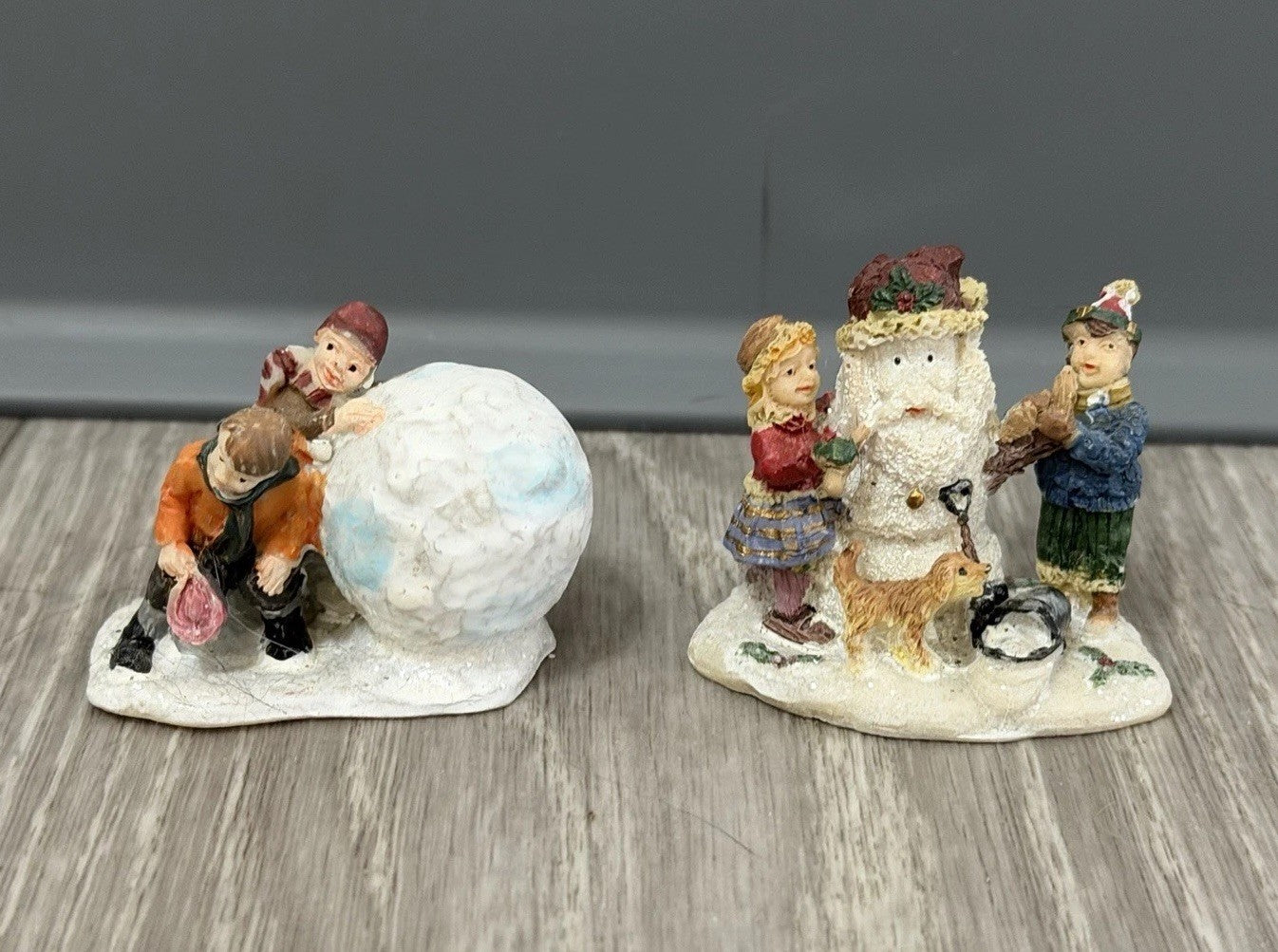 Christmas Village Figurines Lot of  2 Holiday Snow Figures