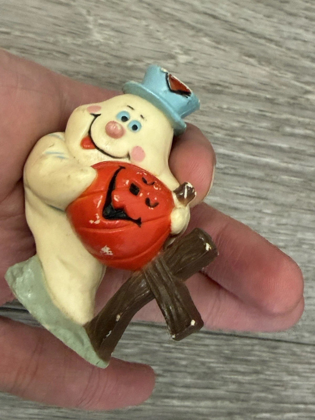 VINTAGE Ghost With Jack O’Lantern Figurine Halloween Plastic