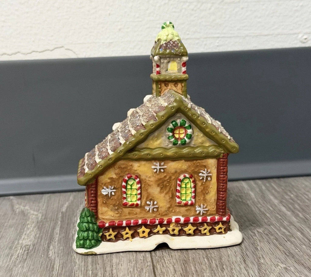 Ginger Frost Lane 2005 Christmas House Church Porcelain Ceramic 5” Tall