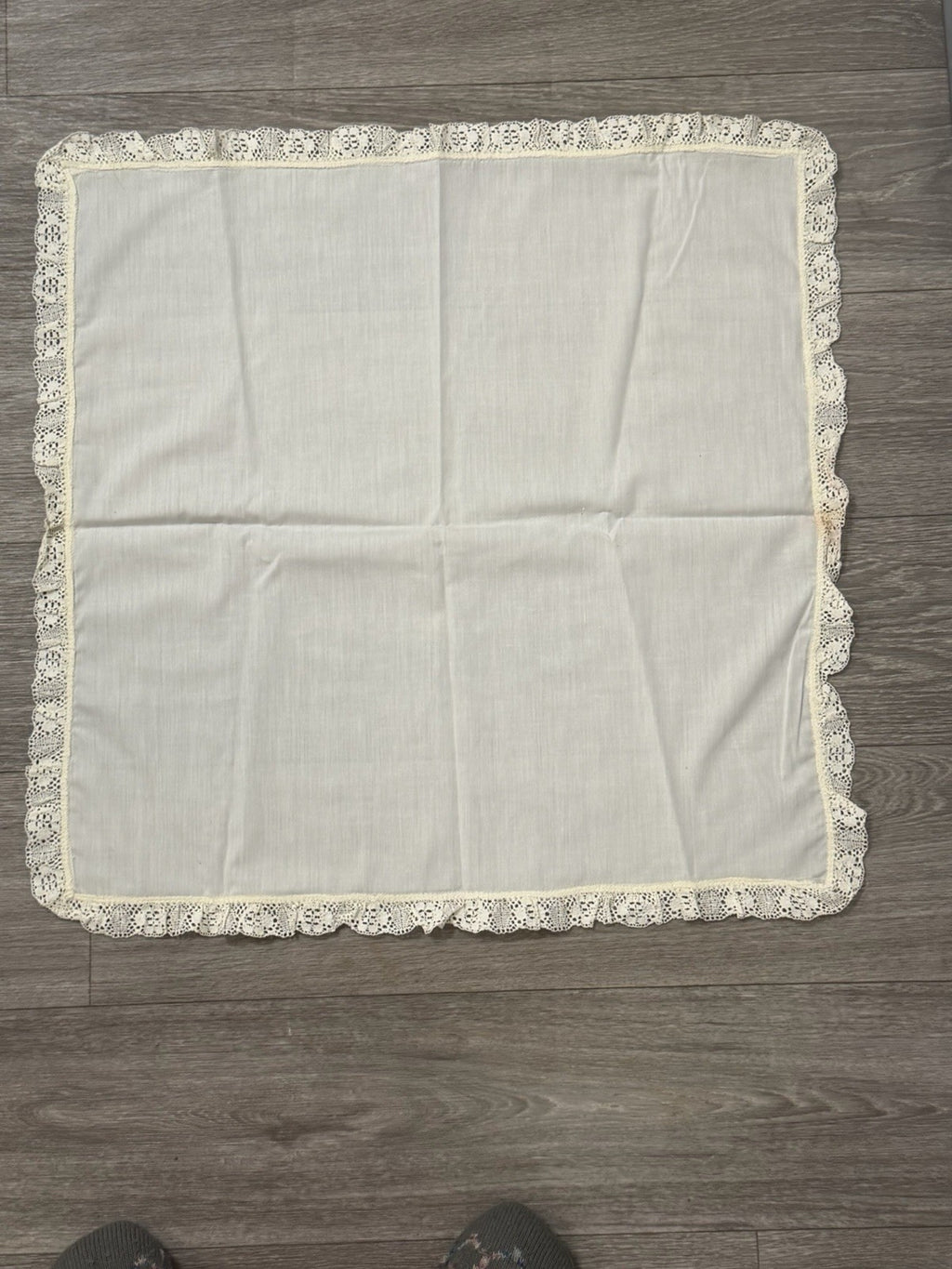 Vintage Handkerchief Crochet Edge 23" square approx. Floral Edge