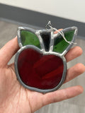 Vintage Apple Stain Glass Sun Catcher Teacher Autumn Fall Harvest