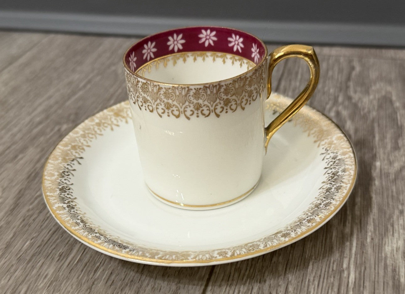 Small Size Antique CT Altwasser Germany Porcelain Tea Cup & Saucer Set Gold Trim