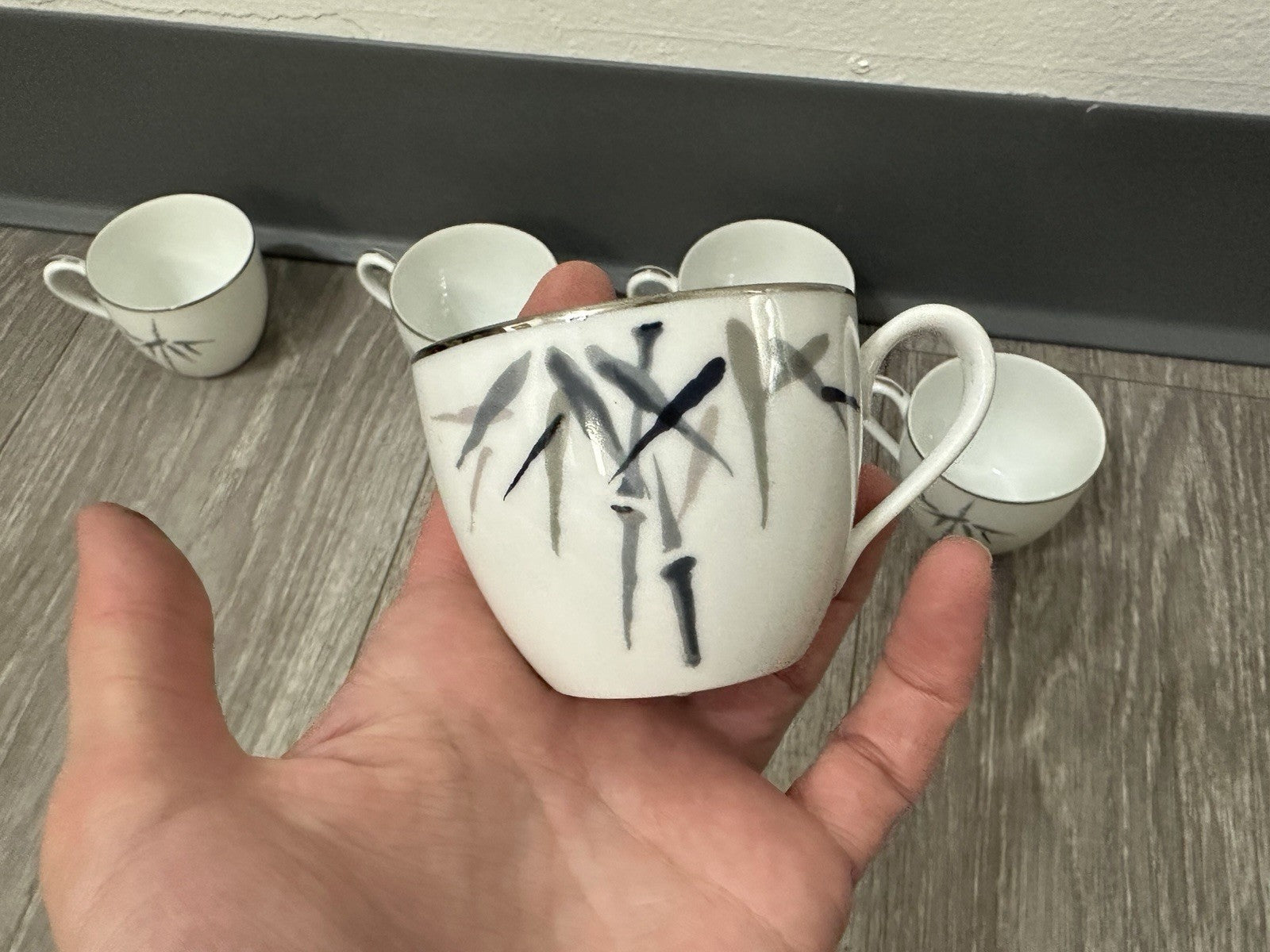 VINTAGE Noritake Bamboo 2133 Sake / Demitasse Cups Set of 6, 2 in