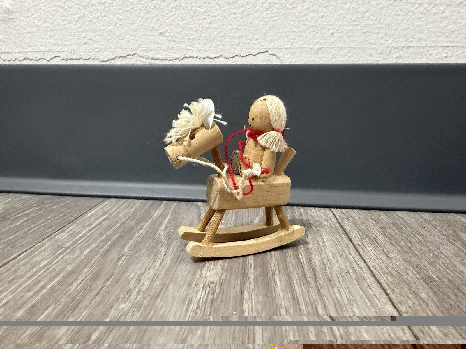 Vintage 1978 RUSS BERRIE Wood Christmas Rocking-horse Ornament Minimalist