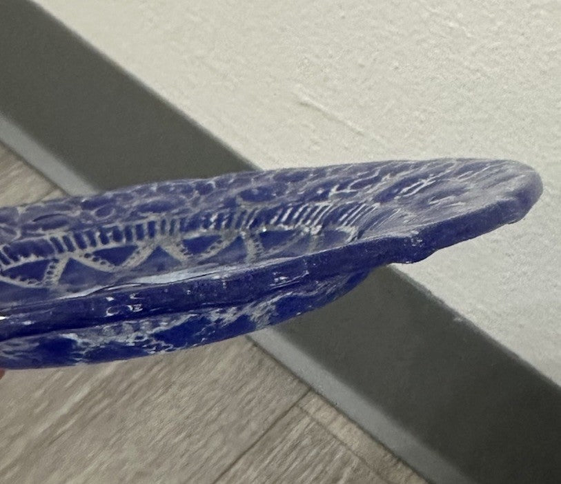 SYDENSTRICKER FUSED ART GLASS HOUSE HOME 38-88 PLATE DISH BLUE