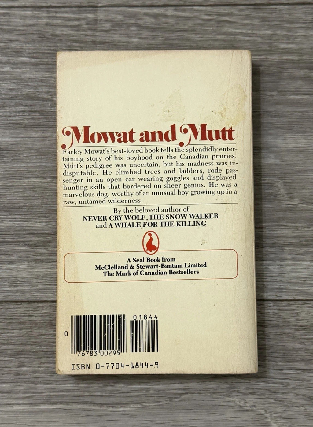 The Dog Who Wouldn't Be Mass Market Paperbound Farley Mowat
