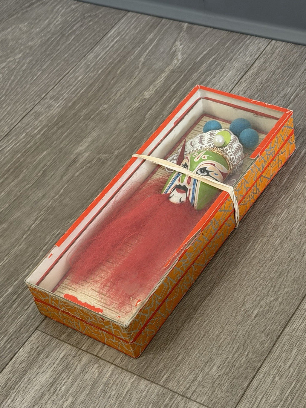 Vintage Chinese Opera Face Painting Miniature Clay Mask Box Tang BROKEN BOX