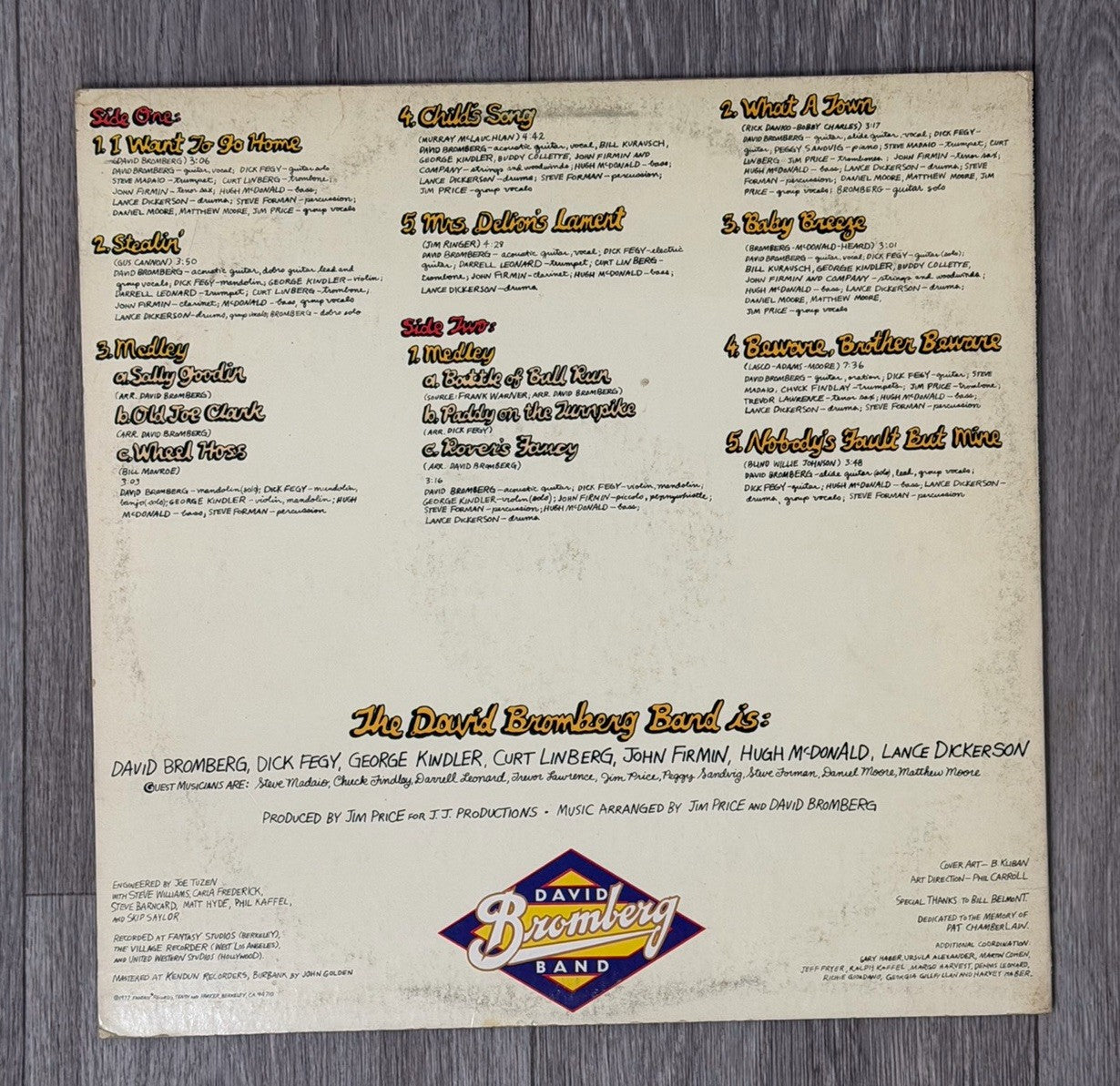 David Bromberg Band - Reckless Abandon LP - 1977 VG/G+ On Fantasy Records