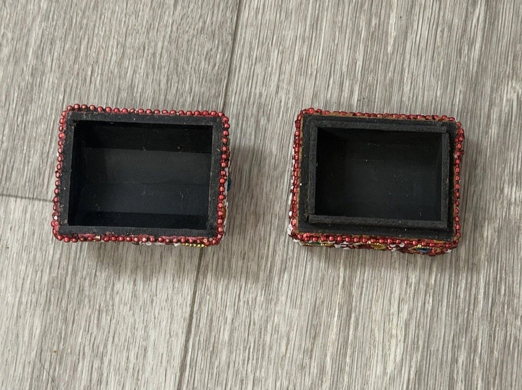 Handcrafted One-of-a-Kind Multi Color Beaded Mini Chest Trinket Gift Box