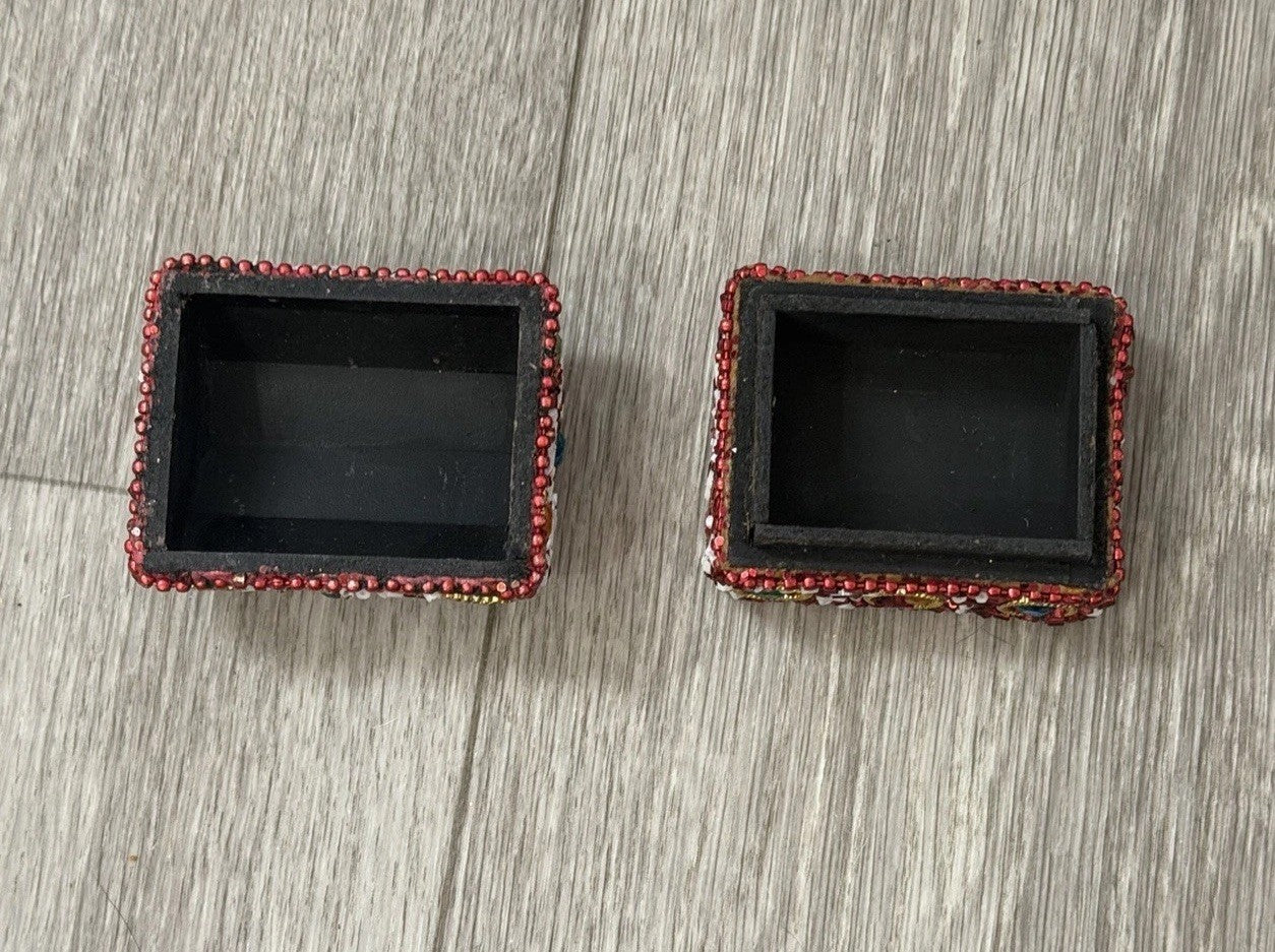 Handcrafted One-of-a-Kind Multi Color Beaded Mini Chest Trinket Gift Box