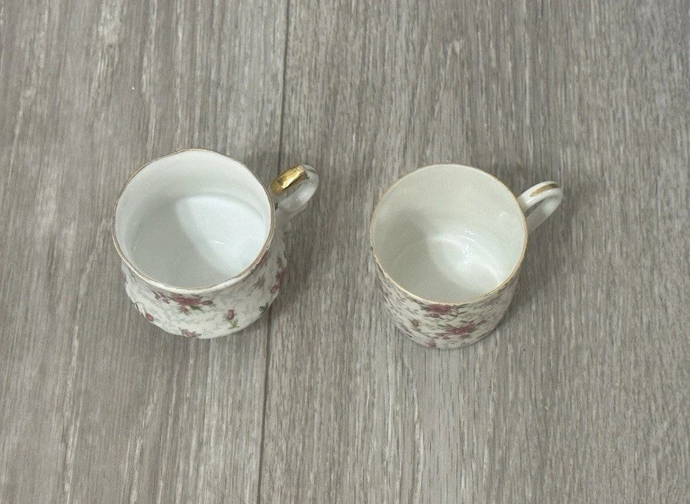 Pair of Vintage Child - Size Lefton & Companion Demitasse Teacups - Hand Painted