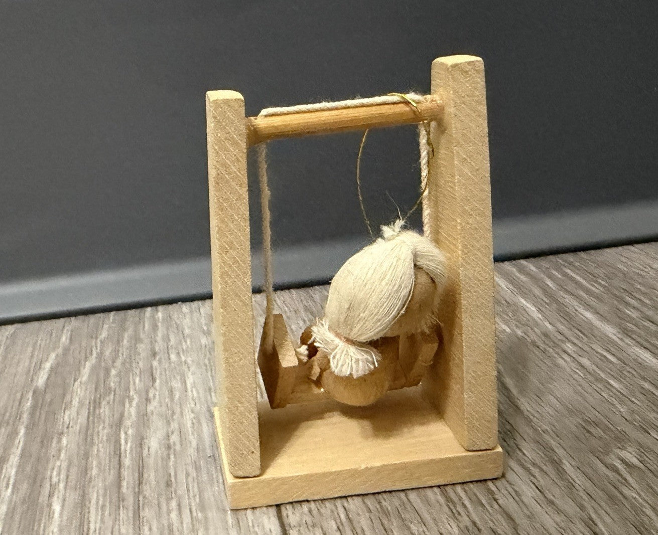 Vintage Wood  Girl on Swing Christmas Ornament 3”