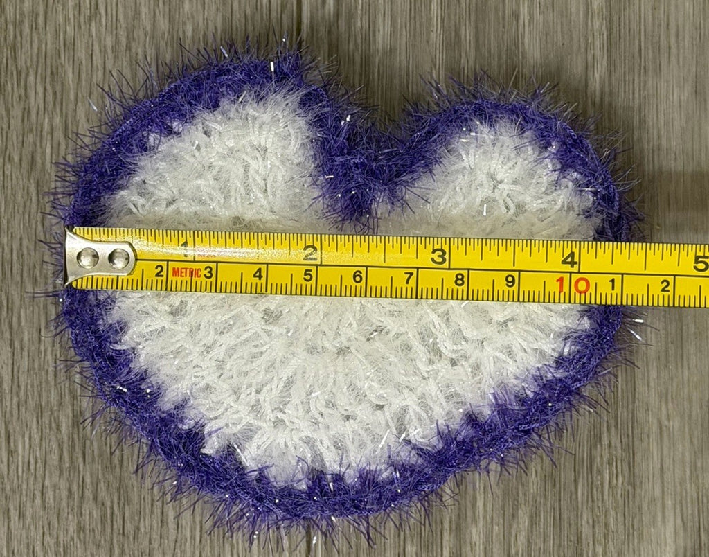 Purple & White Sparkle Heart Shape Non-Scratch Reusable for Kitchen Scrubby