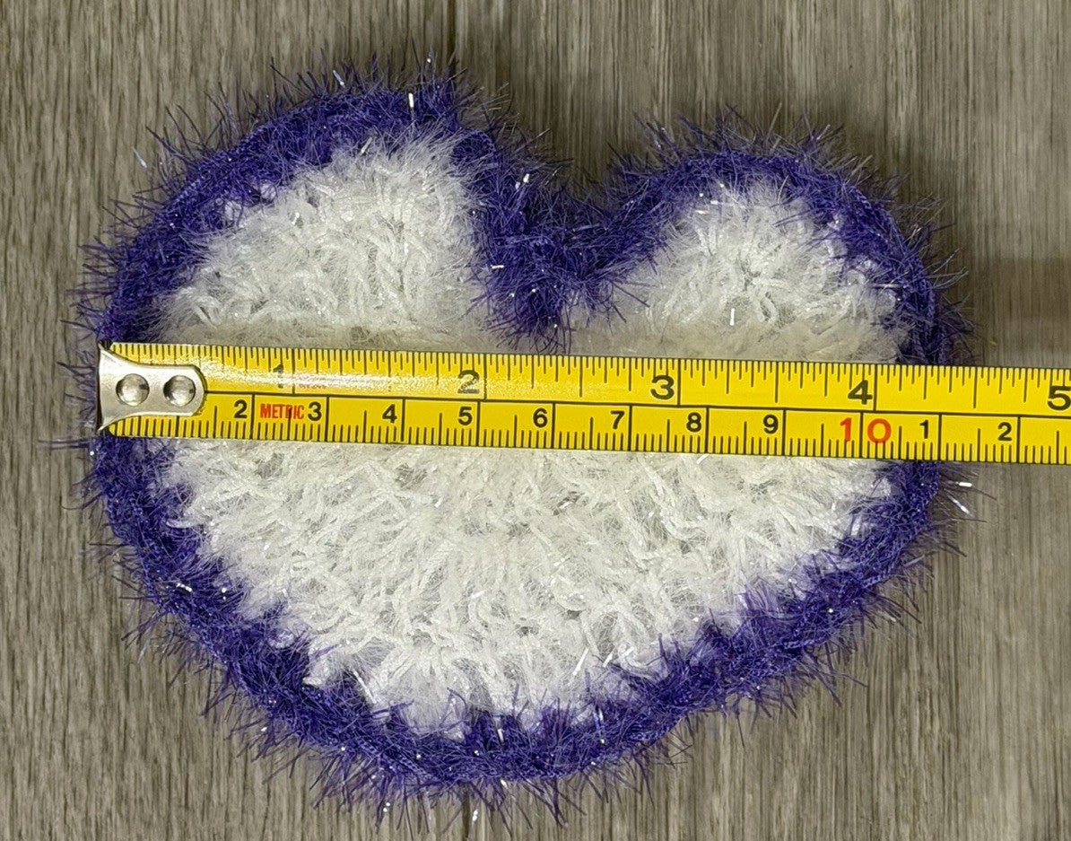 Purple & White Sparkle Heart Shape Non-Scratch Reusable for Kitchen Scrubby